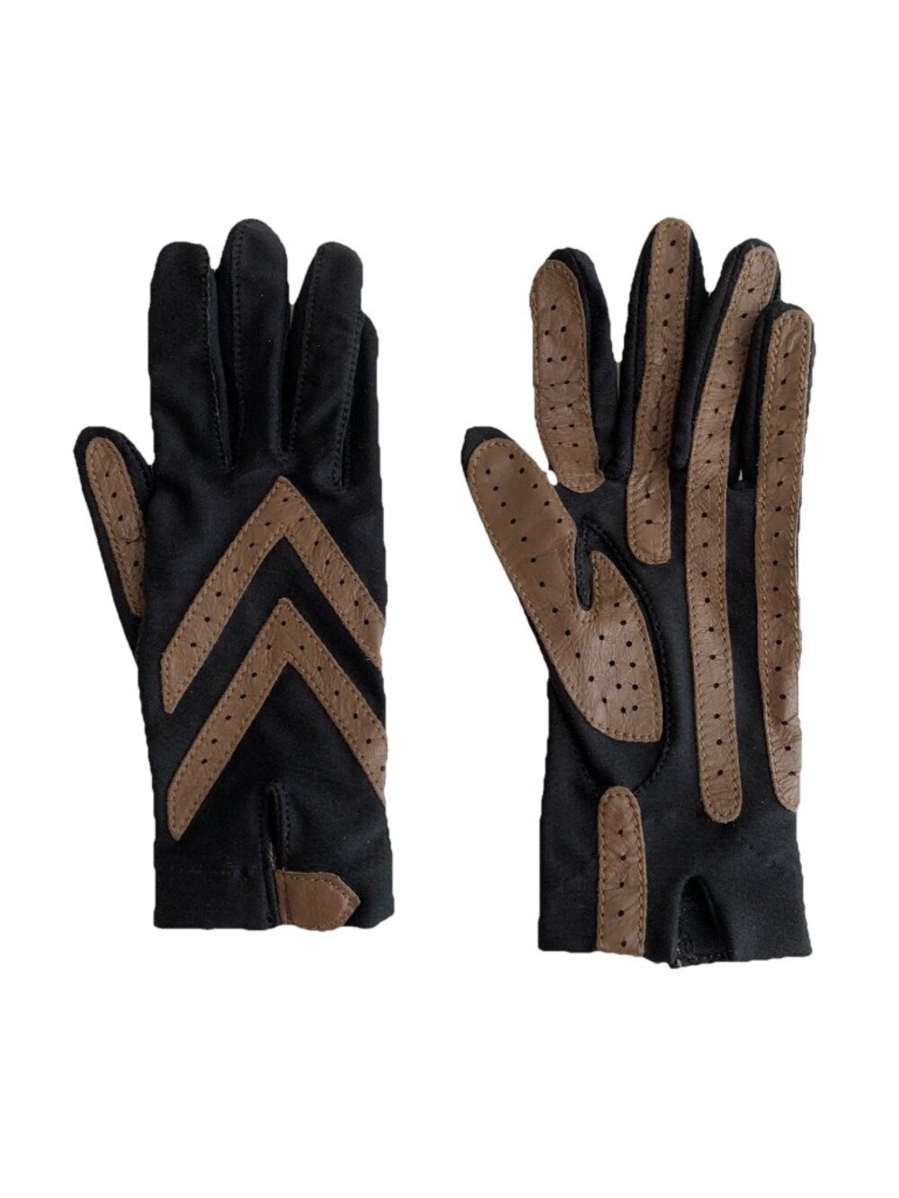 Aris Isotoner WarmUps Stretch Leather Trim Driving Gloves Lined Small Brown VTG